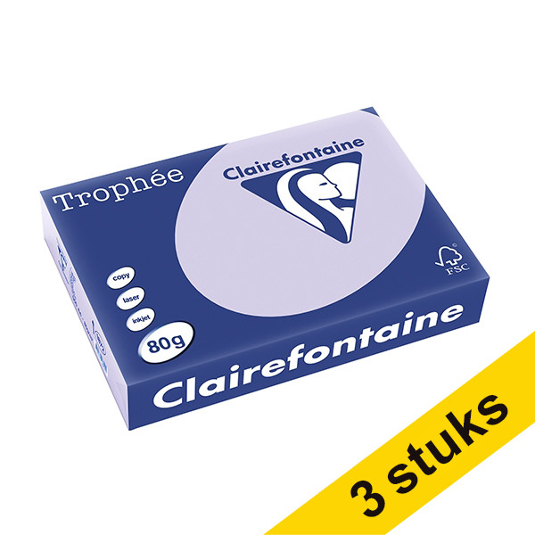 Clairefontaine lilac A4 coloured paper, 80gsm (500 sheets) (3-pack) 340030 - 1