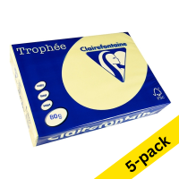 Clairefontaine yellow A4 coloured paper, 80gsm (500 sheets) (5-pack) 250399