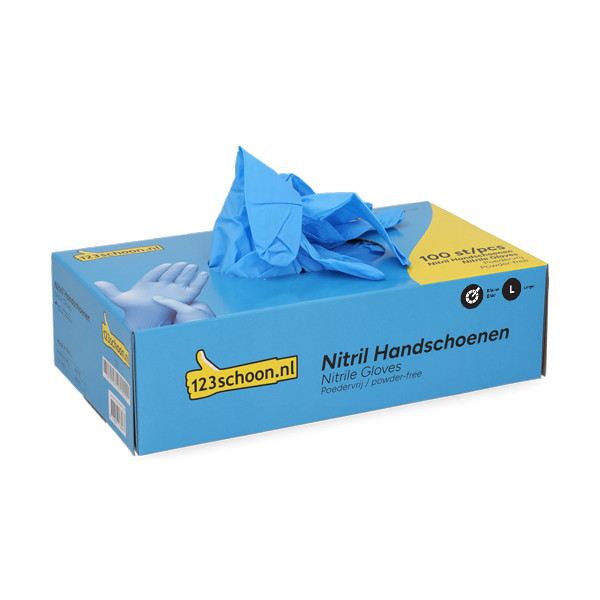 Cleaning gloves (L) | blue powder free | Nitrile | 123ink | 100-pack SDR07308 - 2