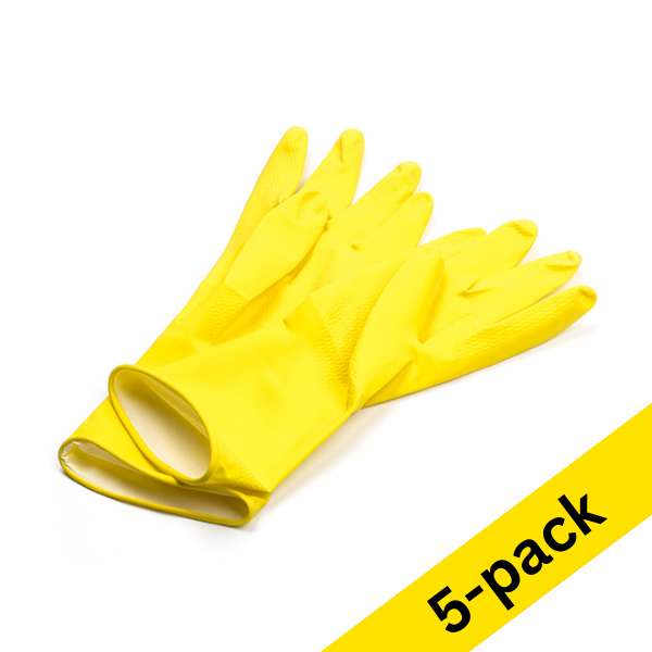 Cleaning gloves (M) | pink/yellow | 123ink | 5-pack SDR06168 - 1