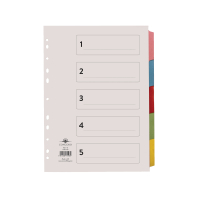 | Cardboard tabs 1-5 (5 coloured tabs) | A4, 11-hole | Concord IE000780