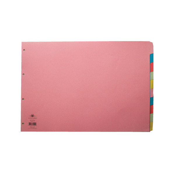 | Cardboard tabs (10 coloured landscape tabs) | A3, 4-hole | Concord IE000852 - 1