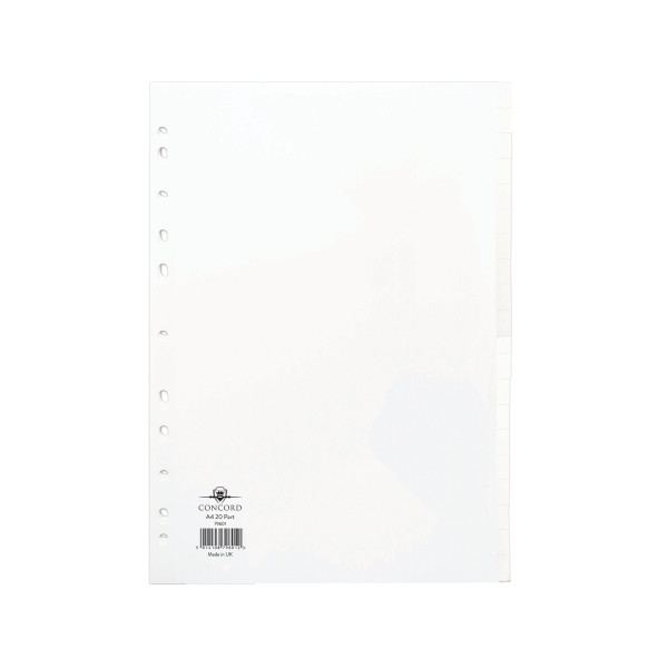 | Cardboard tabs (20 white tabs) | A4, 11-hole | Concord IE000765 - 1