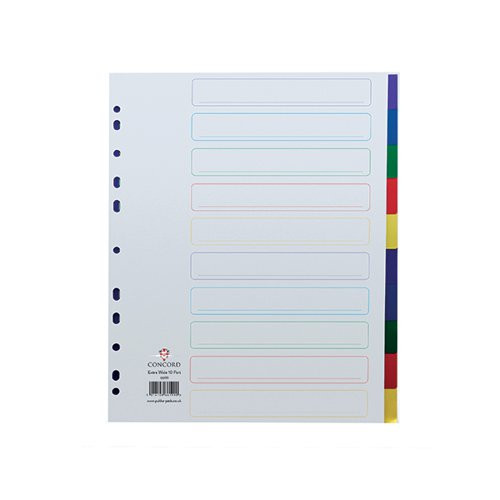 Plastic tabs (10 white/coloured tabs) | A4, 11-hole | Concord 299313 - 1
