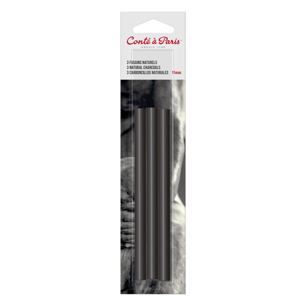 Conté à Paris natural charcoal round, 11mm (3-pack) 50091 405202 - 1