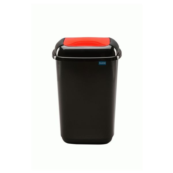 Contico 50L black bin with red flip top lid IE000395 - 1