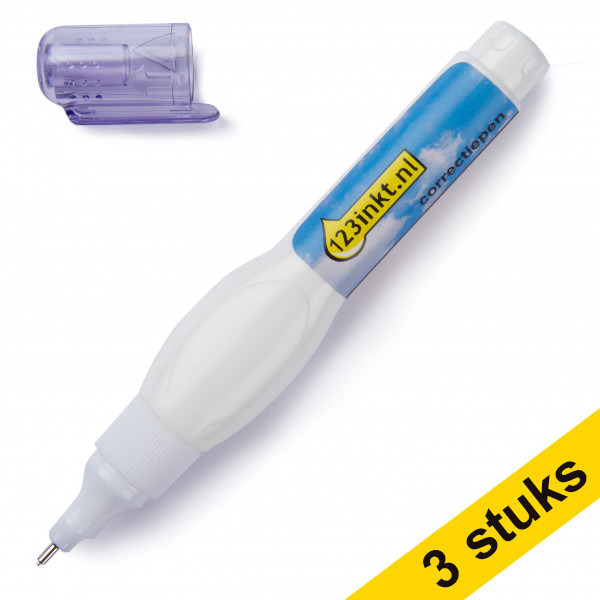 Correction pen 7ml | 123ink Shake 'n Squeeze | 3-pack 300571 - 1