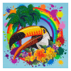 Crystal Art Rainbow Toucan diamond painting card, 18cm x 18cm