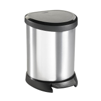 Curver Decobin metallic silver oval waste bin + inner bucket, 5 litres 243883