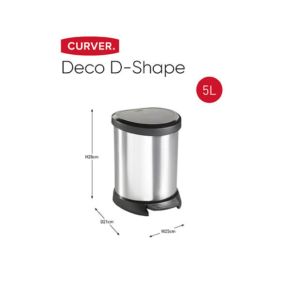 Curver Decobin metallic silver oval waste bin + inner bucket, 5 litres 243883 - 2