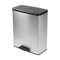 Curver Decobin metallic silver rectangular duo waste bin, 26+26 litres 243887