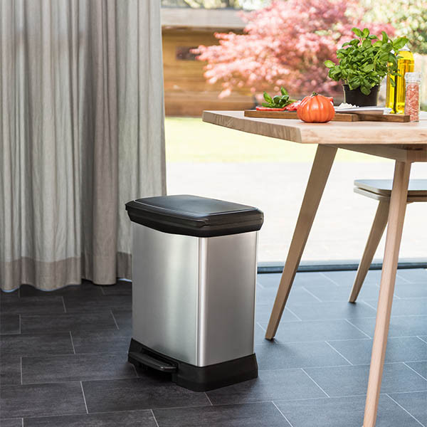 Curver Decobin metallic silver rectangular waste bin, 30 litres 243884 - 5