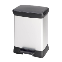 Curver Decobin metallic silver rectangular waste bin, 30 litres 243884