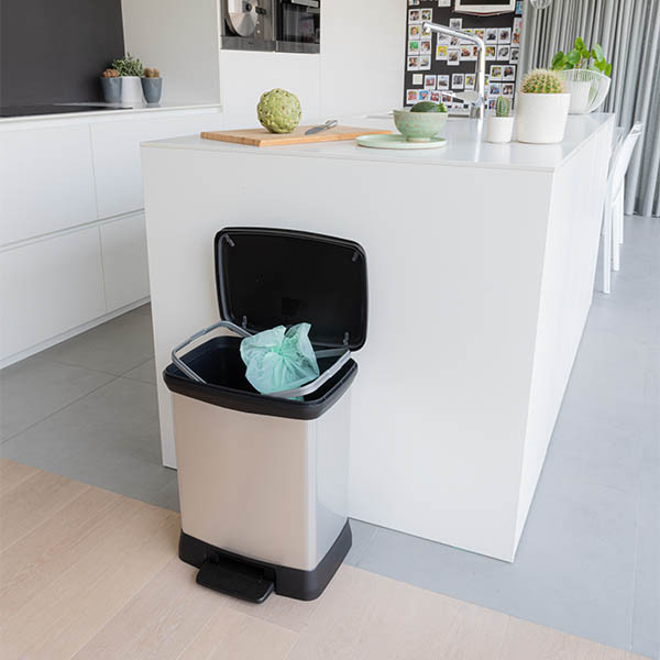 Curver Decobin metallic silver rectangular waste bin, 30 litres 243884 - 3