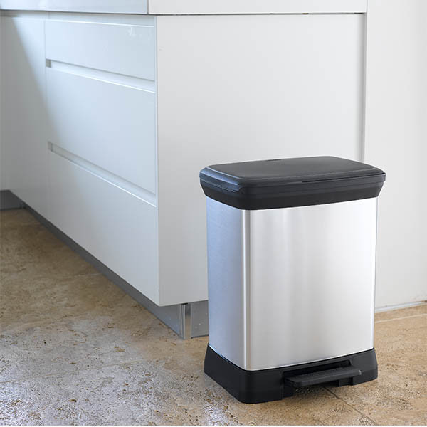 Curver Decobin metallic silver rectangular waste bin, 30 litres 243884 - 4