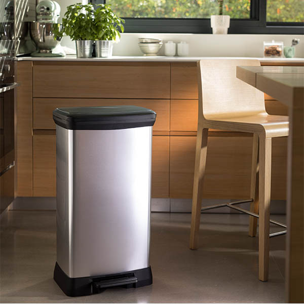 Curver Decobin metallic silver rectangular waste bin, 50 litres 243885 - 5