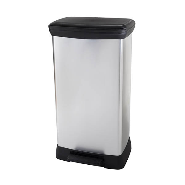 Curver Decobin metallic silver rectangular waste bin, 50 litres 243885 - 1