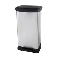 Curver Decobin metallic silver rectangular waste bin, 50 litres 243885