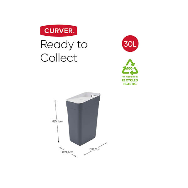 Curver Ready to Collect grey waste bin, 30 litres 243888 - 2