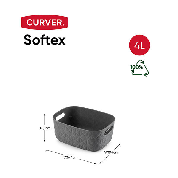 Curver Softex anthracite S storage basket, 4 litres 243854 - 2