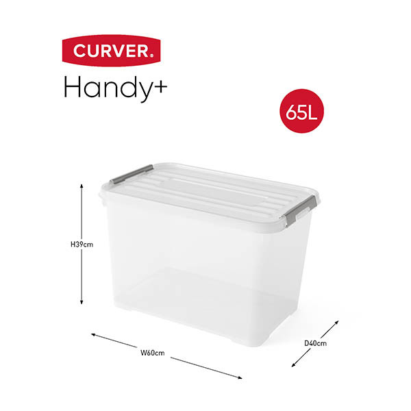 Storage box 65L | transparent | Curver Handy+ 243879 - 2