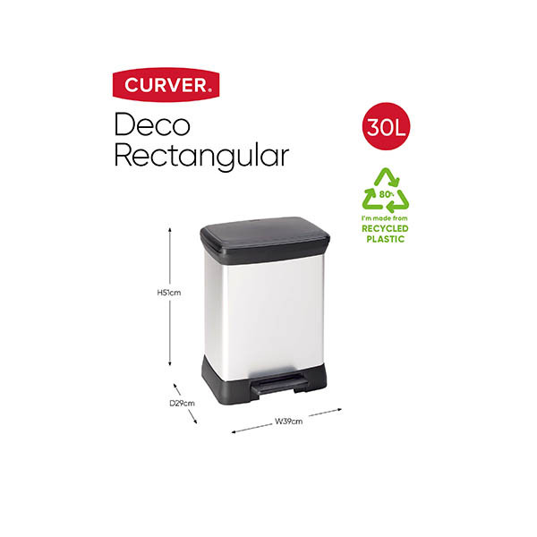 Waste bin (30L) | Curver Decobin metallic silver 243884 - 2