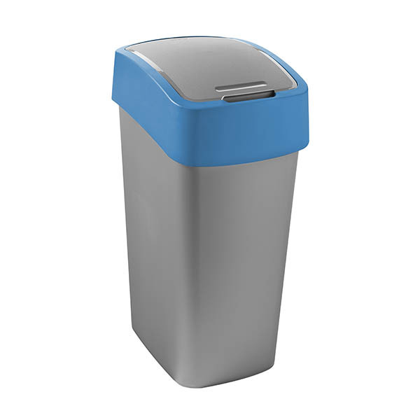 Waste bin (45L) | Curver Flip Bin Recycling silver/blue 243892 - 1