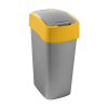 Waste bin (45L) | Curver Flip Bin Recycling silver/yellow 243890 - 1