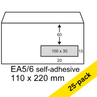 DL (EA5/6) envelope with window on right 110 x 220mm | white self-adhesive | Raadhuis | 25-pack 209389