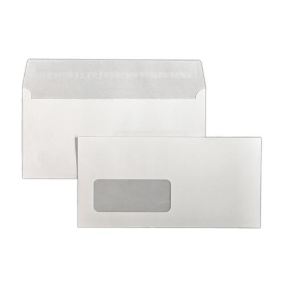DL envelope with window on left 110 x 220mm | white peel and seal | Superior | 1,000-pack 520093 - 1