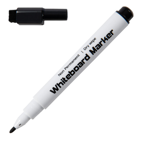 Whiteboard marker with eraser cap 1mm round | black | Desq | 5-pack 400747 - 1