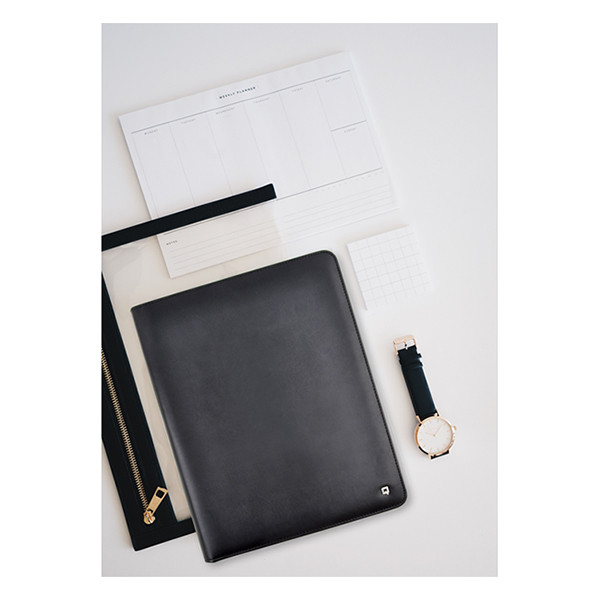 Desq black A4 leather writing folder with zipper 3690 400790 - 2