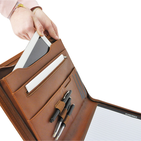 Desq brown A4 writing folder with zipper 3632 400805 - 7