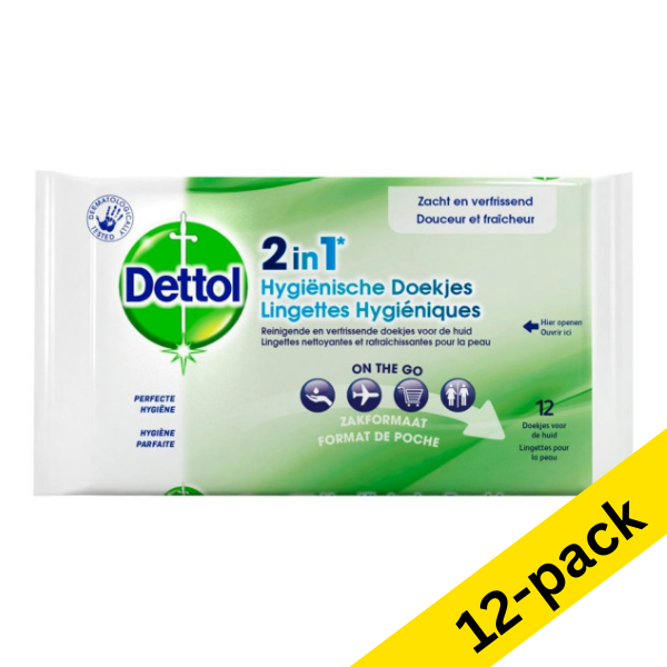 Dettol 2-in-1 hygienic wipes (12 x 12 wipes) SDE00082 - 1