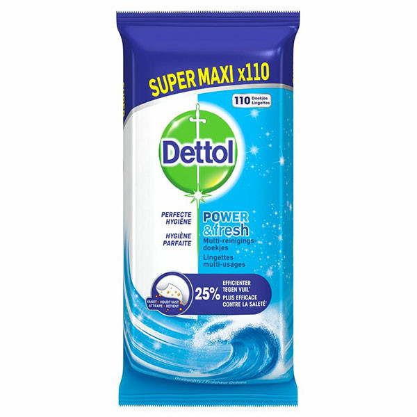 Dettol Power & Fresh Ocean cleaning wipes (110 wipes) SDE01069 Dettol Power & Fresh Ocean cleaning wipes (110 wipes) SDE01069 - 1