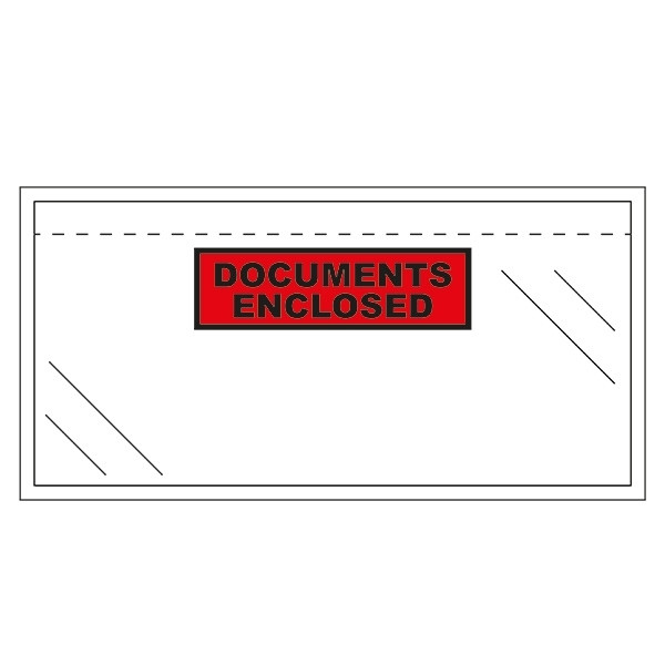 Documents Enclosed plastic wallet, DL, 225mm x 122mm (1000-pack) 310302 209194 - 1