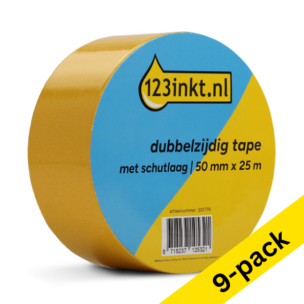 Double-sided tape 50mm x 25m (with release layer) | 123ink | 9-pack 302842 - 1