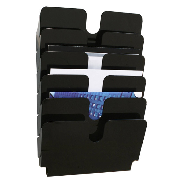 Brochure holder for wall (A4, black) | 6 compartments | Durable Flexiplus | 6-pack 310135 - 1