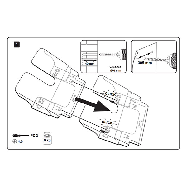 Brochure holder for wall (A4, black) | 6 compartments | Durable Flexiplus | 6-pack 310135 - 2