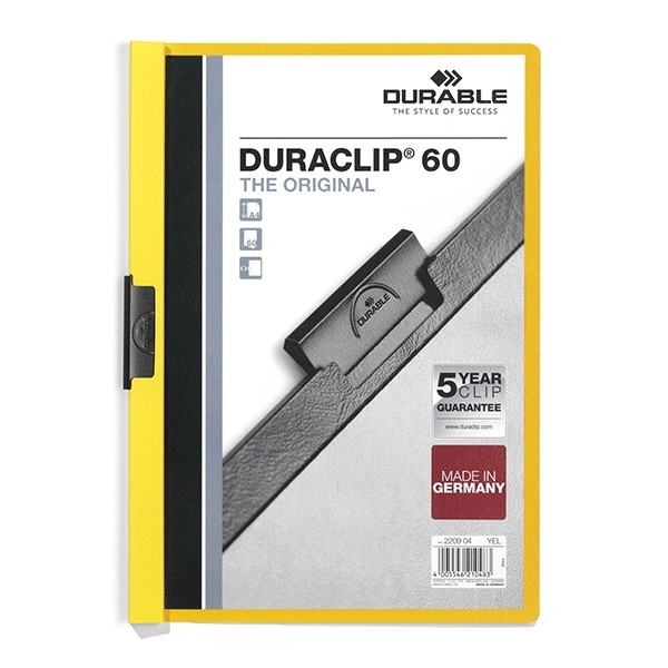 Durable Duraclip yellow A4 clip folder for 60 pages 220904 310048 - 1