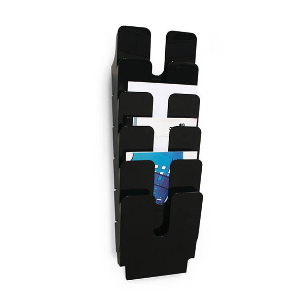 Durable Flexiplus black portrait wall brochure holder with 6 compartments 310296 - 1