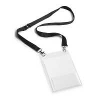 Name badge with black textile cord | Durable 10-pack 310008