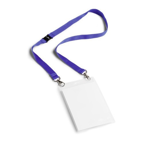 Name badge with darm blue textile cord | Durable 10-pack 310061 - 1
