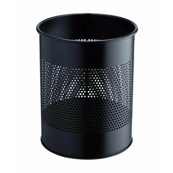Durable black paper bin with perforated metal 331001 310027 - 1