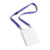 Durable event badge with dark blue textile cord (10-pack) 852507 310061