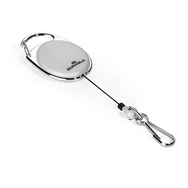 Durable grey retractor with carabiner 310298 - 1