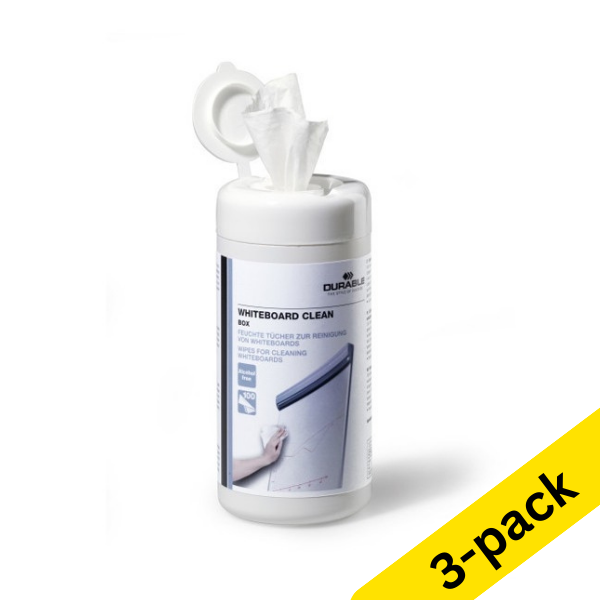 Durable moist cleaning wipes for whiteboards (3 x 100-pack) 310234 - 1