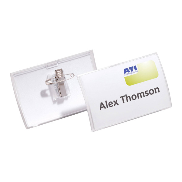 Durable name badge with combination clip, 90mm x 54mm (25-pack) 821419 310074 - 1