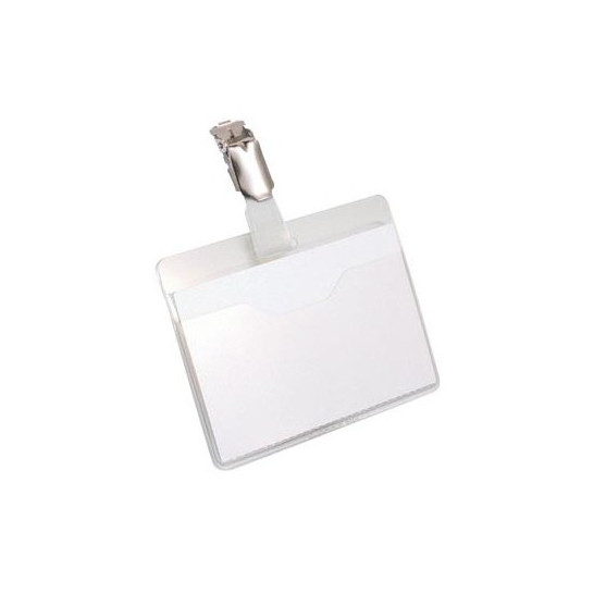 Durable open name badge with clip, 90mm x 60mm (25-pack) 810619 310073 - 1