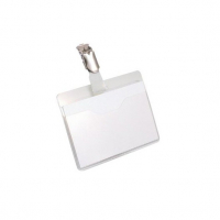 Durable open name badge with clip, 90mm x 60mm (25-pack) 810619 310073